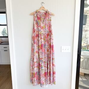 BB Dakota by Steve Madden California Soul Floral Maxi Dress Pink White S